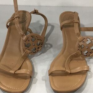 Women’s Tory Burch Wedge Sandal Tan Leather Size 6M